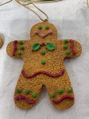 VTG Gingerbread Man Christmas Tree Ornaments Set Of 3 Handcrafted Holiday Decor